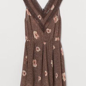 H&M brown floral chiffon romper US 4